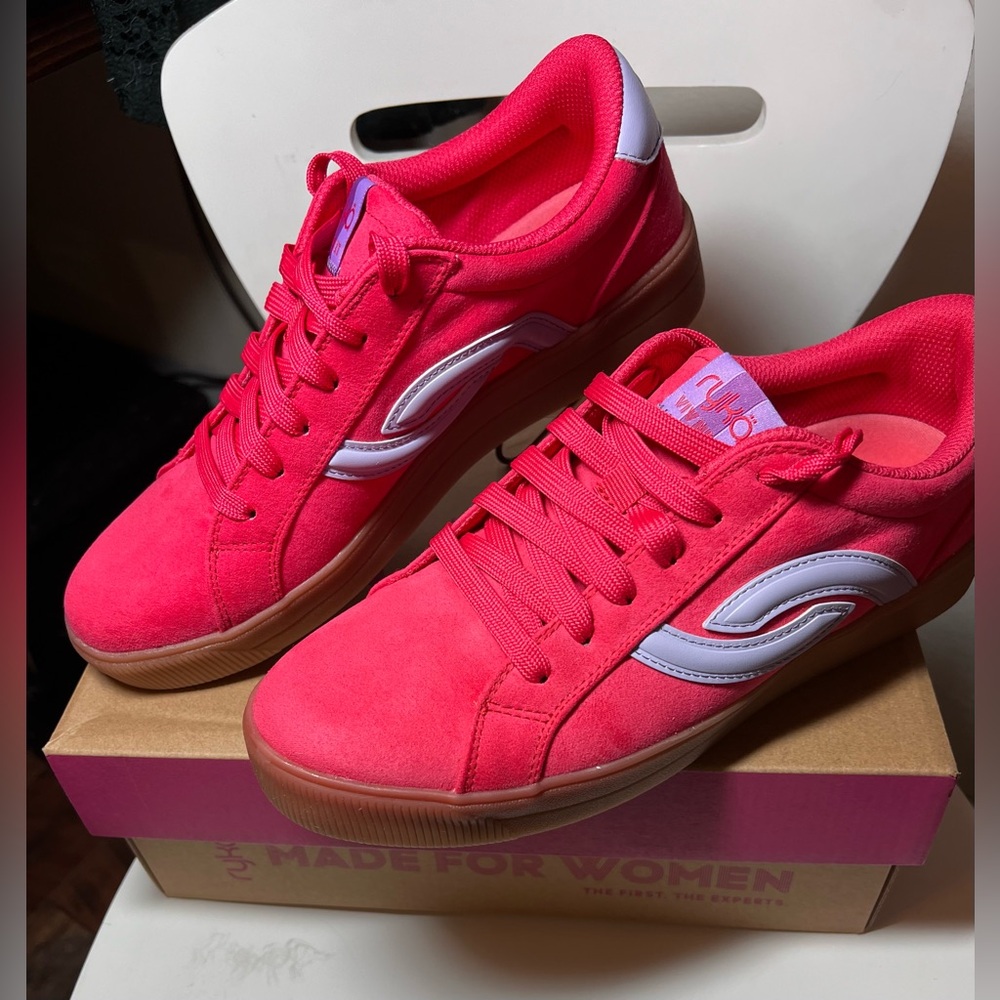 Ryka Bright Pink Women's Sneakers with White Accent and Gum Outsole
